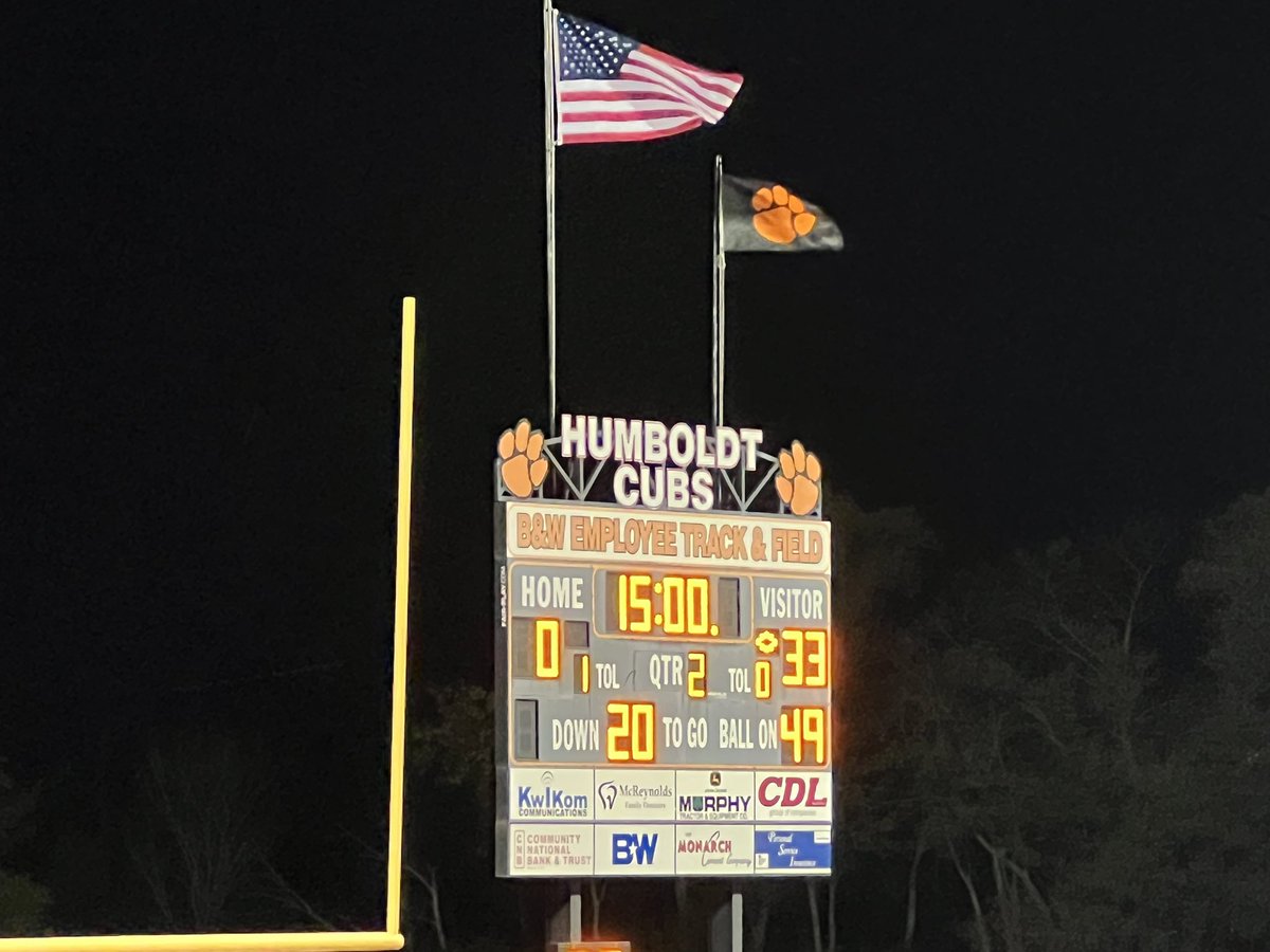 Halftime:
PVHS 33
Humboldt 0