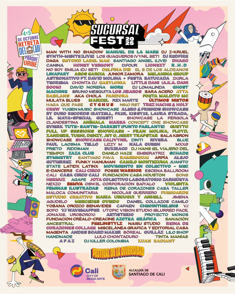 Evierk's tweet photo. Muy emocionado de compartir en este gran festival @sucursalfest @caliculturacol 🎭🎶

Nos vemos este domingo a las 3:40 pm en el Stage PLUR – Retreta del CAM, Parque Uribe. https://t.co/KHfRgNZsCt
