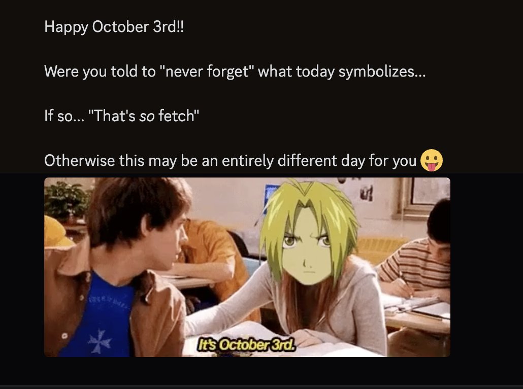 JapanimationGrl's tweet photo. #October3rd #FullmetalAlchemistDay #MeanGirlsDay https://t.co/xxuw3TU9Tz