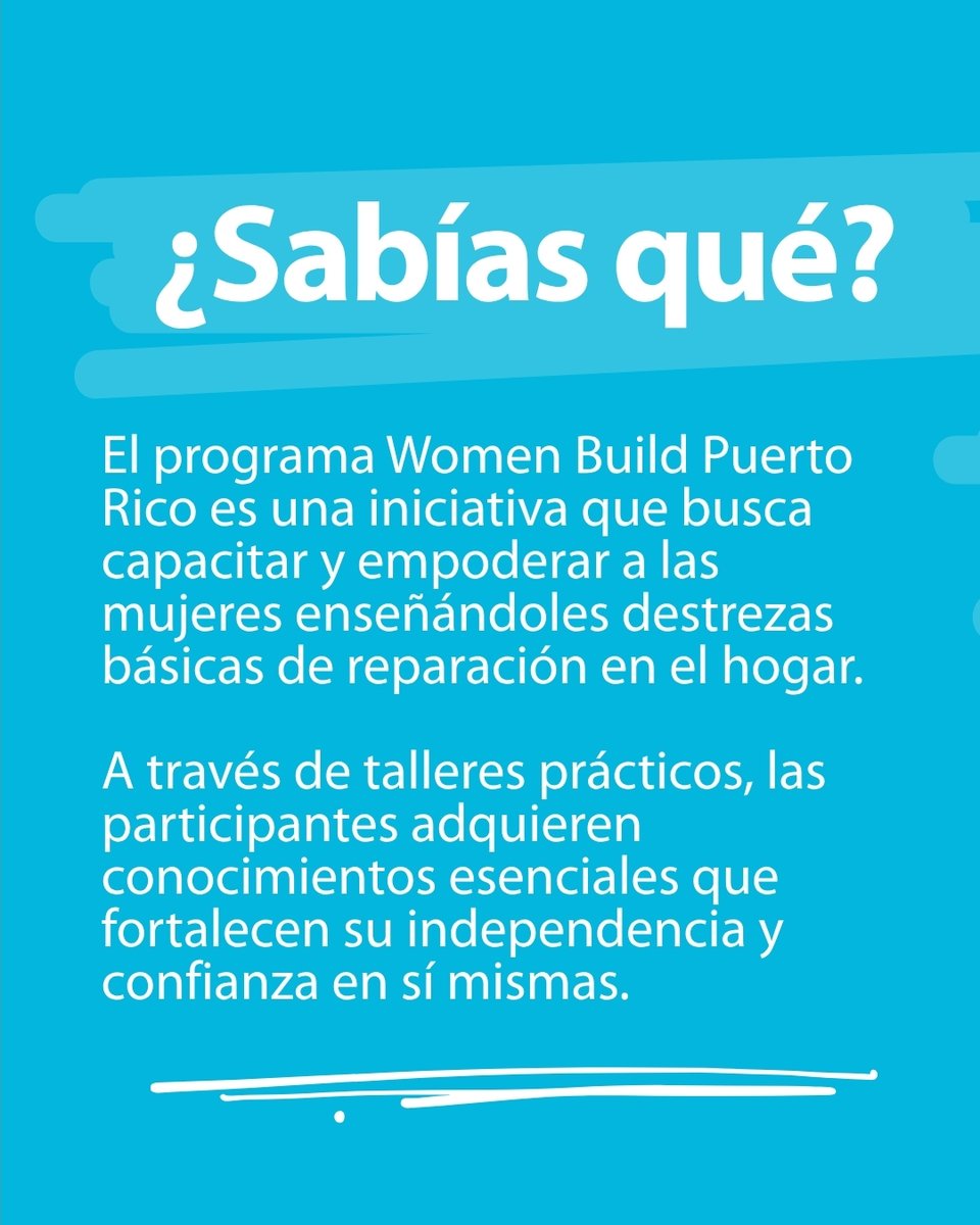 HabitatPR's tweet image. 💙🔨 Cuando una mujer se empodera, transforma su vida y la de quienes la rodean. El Programa Women Build capacitó este año a 20 mujeres en destrezas esenciales de reparación del hogar: electricidad, plomería y más.
..
🪚 habitatpr.org 
..
#HabitatPR 👷‍♀️🏡👷‍♂️