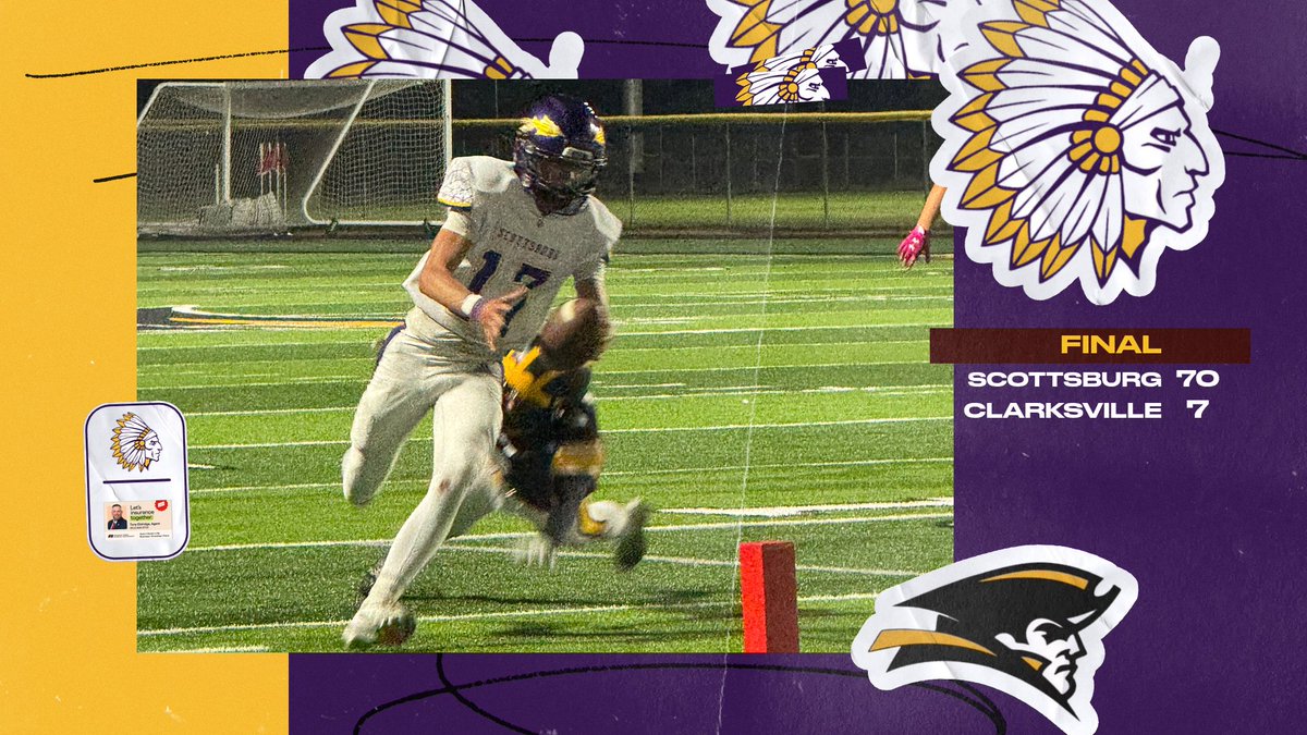 🏈 FINAL SCORE ALERT: The Scottsburg Warriors dominate the Clarksville Generals with an impressive win! Final Score: Scottsburg 70, Clarksville 7. Way to go, Warriors! #WarriorPride