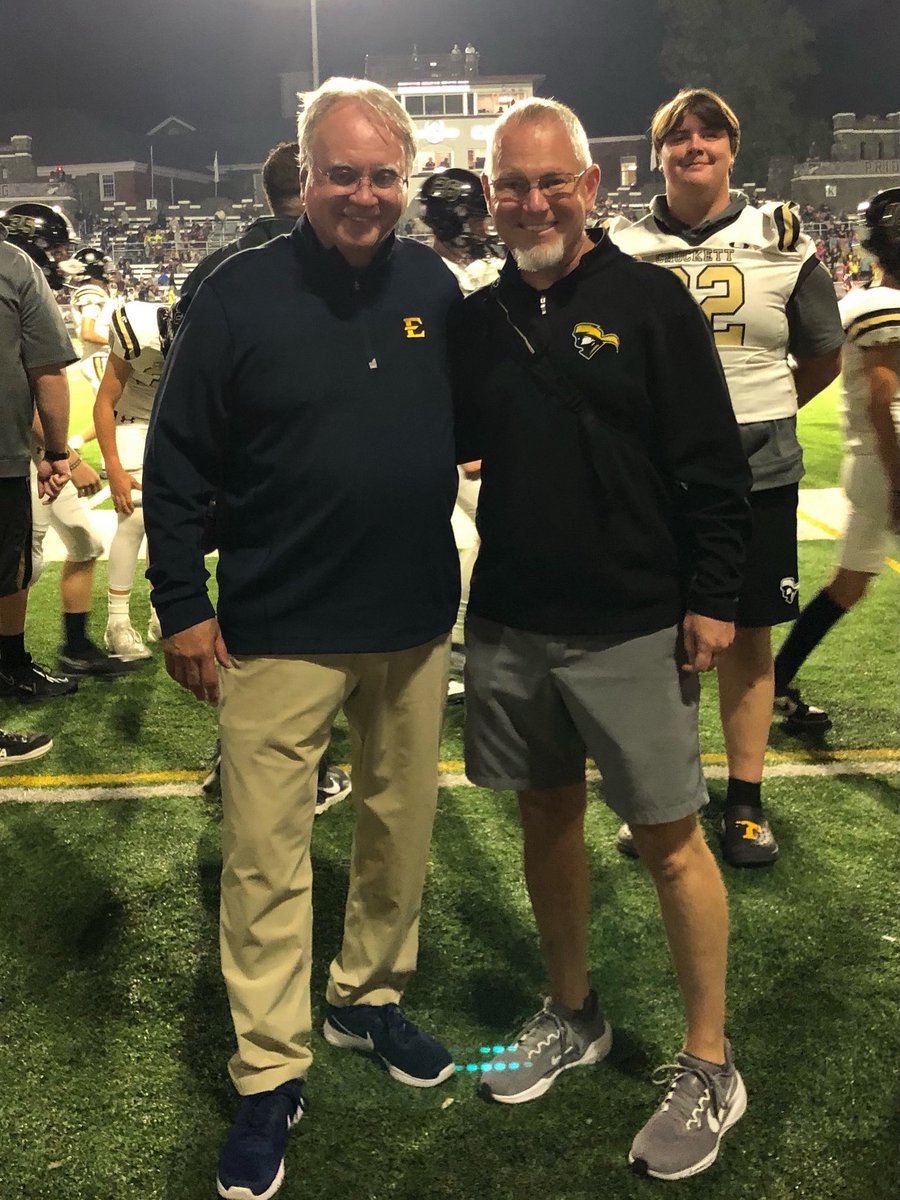 BucSportsMed's tweet photo. BucSports Medicine’s Dr. Ralph Mills with David Crockett Athletic Trainer Bryon Grant at the Stone Castle in Bristol tonight for the Pioneers/Vikings game.  Keep em’ healthy guys! https://t.co/OuOght42XD