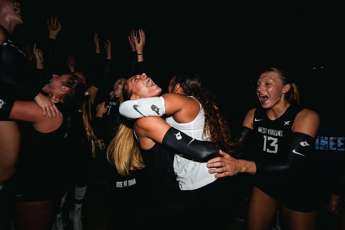 WVUVolleyball's tweet photo. Now the celebration can begin! 🎉🥳

#HailWV https://t.co/SScbvsgAIJ