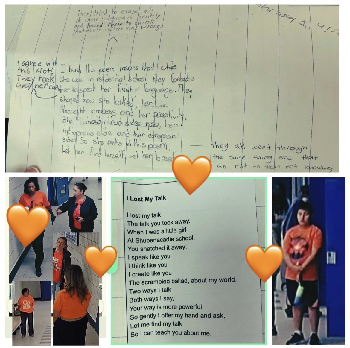 🧡For #OrangeShirtDay, students &amp; staff not only wore orange, they engaged in deep reflection. In Ms. Hynes’ grade 8 class, a reading of Rita Joe’s “I Lost My Talk” sparked writing during a silent gallery walk. Our learning continues all year. #TruthAndReconciliation #pdsb