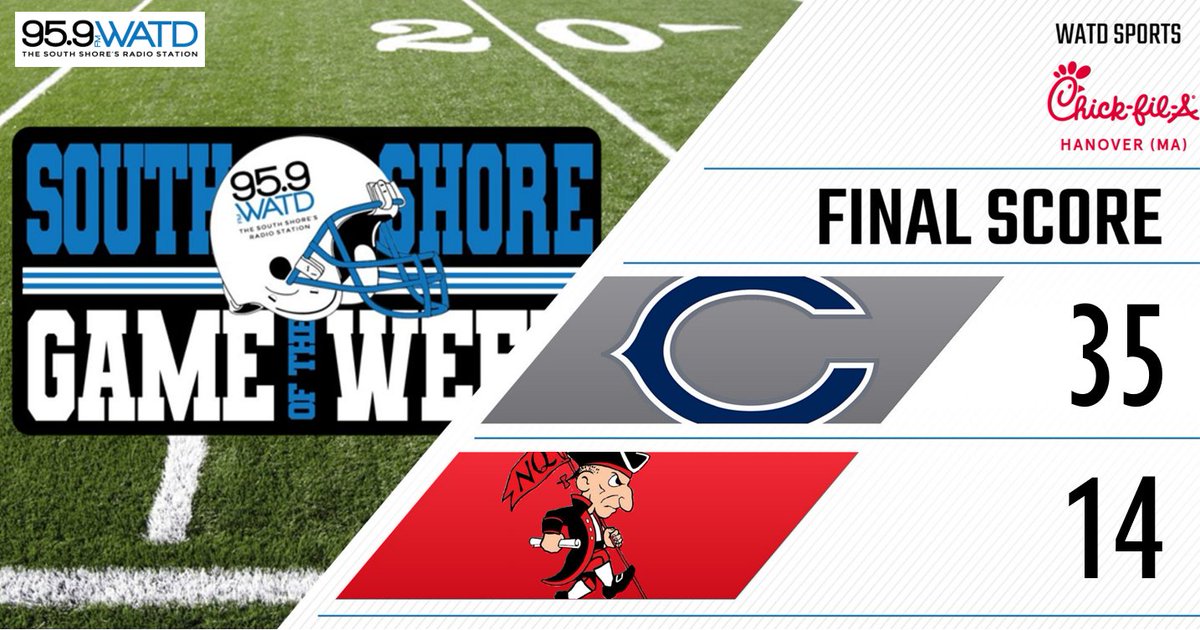 FINAL: <a href="/CohassetSports/">Cohasset Sports</a> 35, <a href="/NQFootball/">North Quincy HS (MA) Football</a> 14

COH
🔹<a href="/mikewildfire1/">Mike Wildfire ATH '26</a> (CFA POTG) 9/16, 120 yd, 3 TD, INT; 12 car, 79 yd, TD
🔹<a href="/Gus_Greene538/">Gus Greene</a> 23 car, 191 yd, TD
🔹<a href="/max_monahan15/">Max Monahan</a> 5 rec, 78 yd, TD
🔹Flaherty 4 rec, 42 yd, 2 TD

NQ
🔹TDs for Ryan Sampson and <a href="/toland_tim/">Tim Toland</a>
