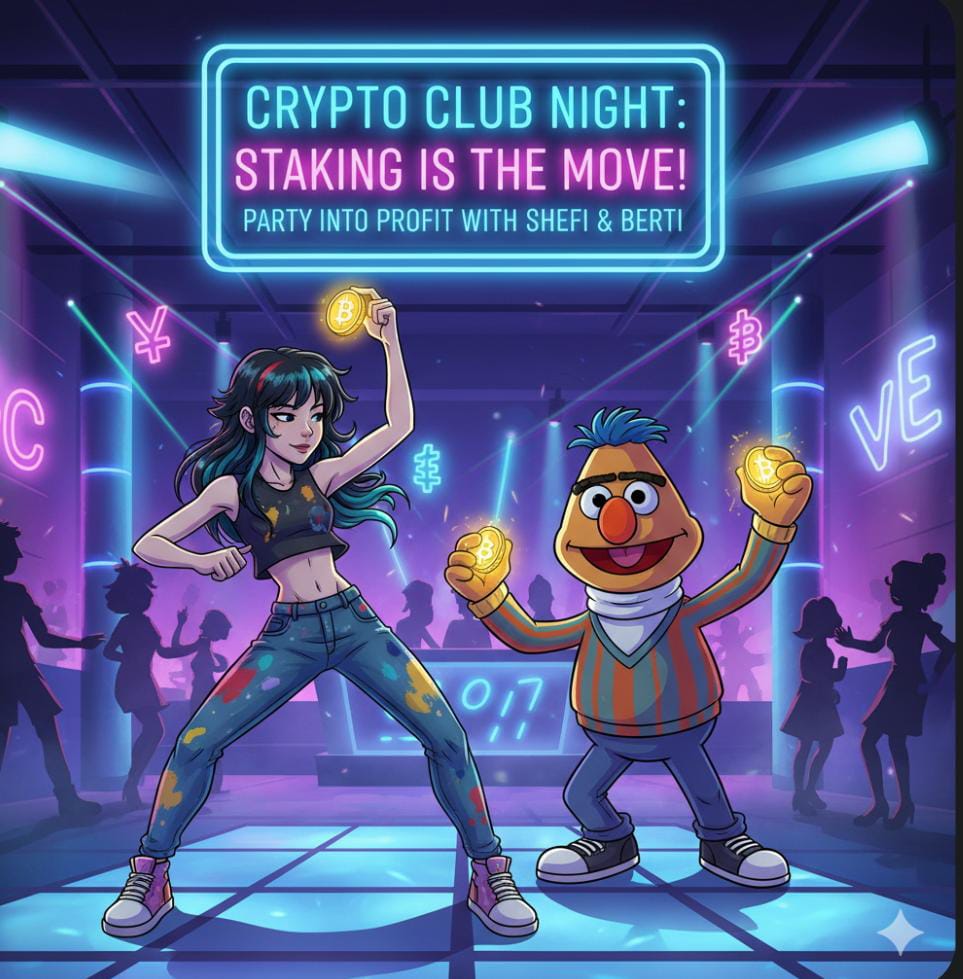 0xSheeFi's tweet photo. Good morning BERTI Fam! 

Party hard, earn harder $BERTI 

Staking is the new financial vibe. 
Connect your tokens with $BERTI and watch your wallet shine like neon.
 No FUD, just fun and futuristic gains! The club is open! 
@Bertini_Ernini  @MIB1218  @ArafatShar https://t.co/YbGQmPkWg4