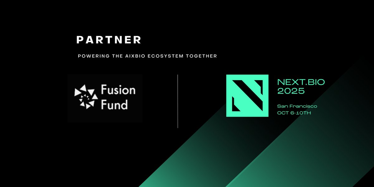 nextsequencevc's tweet image. Welcome Fusion Fund as our #NEXTBIO2025 Partner! 🎉 Together we're empowering the next wave of founders building a future powered by AI and Biology. #NEXTBIO2025