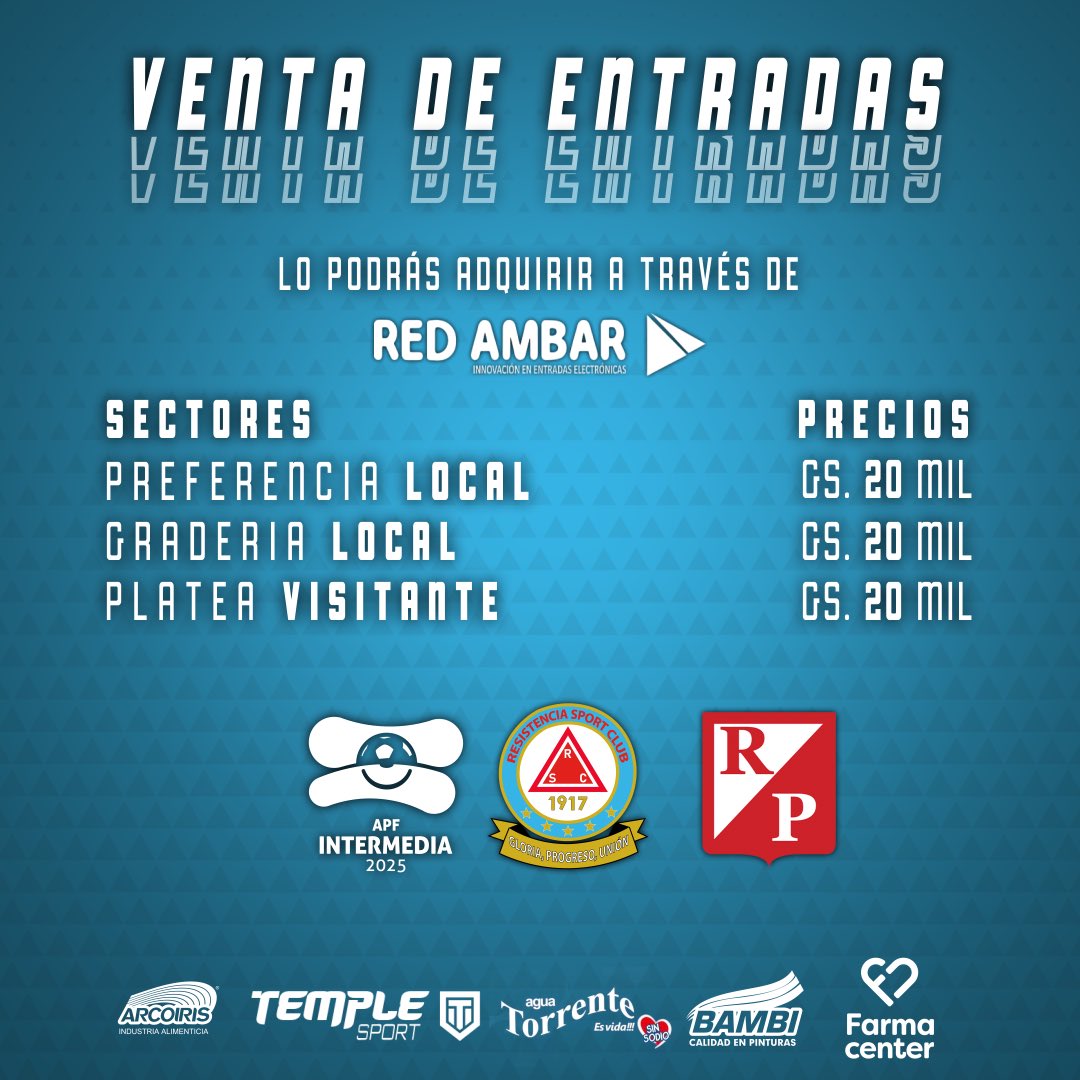 Recordamos a nuestros hinchas 🔺💙 ya están disponibles las entradas para el cotejo de este sábado, en el Tomás Beggan Correa, a las 15:00 horas.

▶️Menores de 12 años no abonan 🙌🏻

📲 Ingresá a redambar.com 🎟️

✅También estarán a la venta en el día del encuentro 🔺