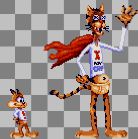 DingishLingish's tweet image. this is my bubsy resprite. i know what you are thinking. he looks a little taller. i assure you hes not that much taller than his original sprite on the left.