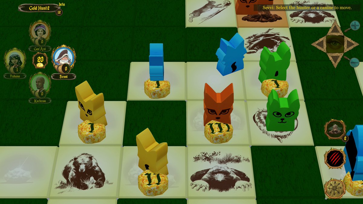 DemaalStudios's tweet image. Discovering the biggest treasure pile on the field - great! 

Getting surrounded by enemies hell-bent on robbing you of it - eh, not so much.

The coyote (orange meeple) has its work cut out to craft an escape.

#ScreenshotSaturday #IndieGame #BoardGame