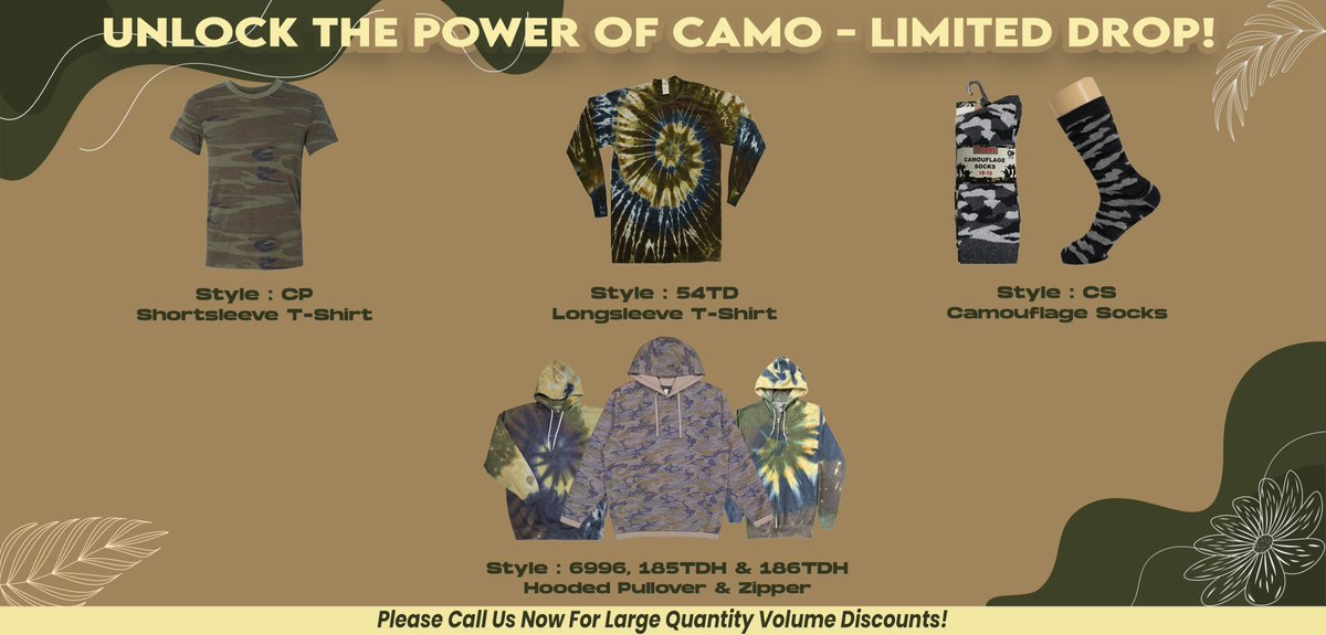 cottonconection's tweet photo. Unlock The Power OF Camo - Limited Drop | Camo Season is Here!

View Products: https://t.co/KZxUhxaKIB...
#cottonconnection #clothing #wholesale #wholesaleclothing #wholesaleprice #wholesalerates #wholesalemarket #camo #camouflage #hoodie #Socks #wholesaleswear #chicago #usa https://t.co/IpOGmN8s2g