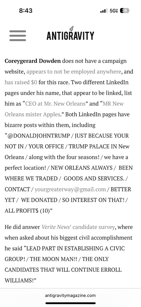 oxbddy's tweet photo. This is a real candidate for assessor in New Orleans https://t.co/2V2X4ibRi4