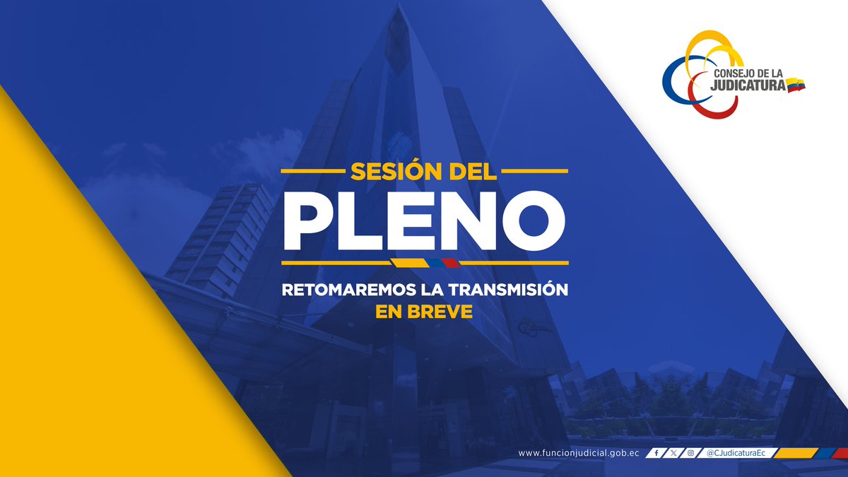 🚨 I #IMPORTANTE

🔹 La sesión extraordinaria N.- 090-2025 se reiniciará en breve.

Al momento enfrentamos inconvenientes por un corte de energía en el edificio del <a href="/CJudicaturaEc/">Consejo de la Judicatura</a>. Nuestro equipo técnico trabaja para superar este imprevisto.