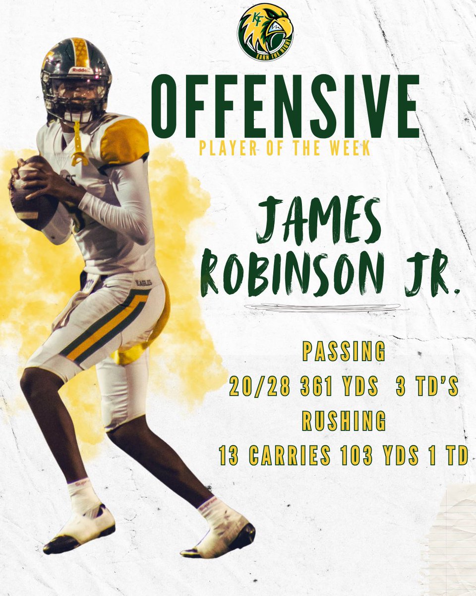 <a href="/KFHSJAMES/">James Robinson</a> Offensive Player of the Week