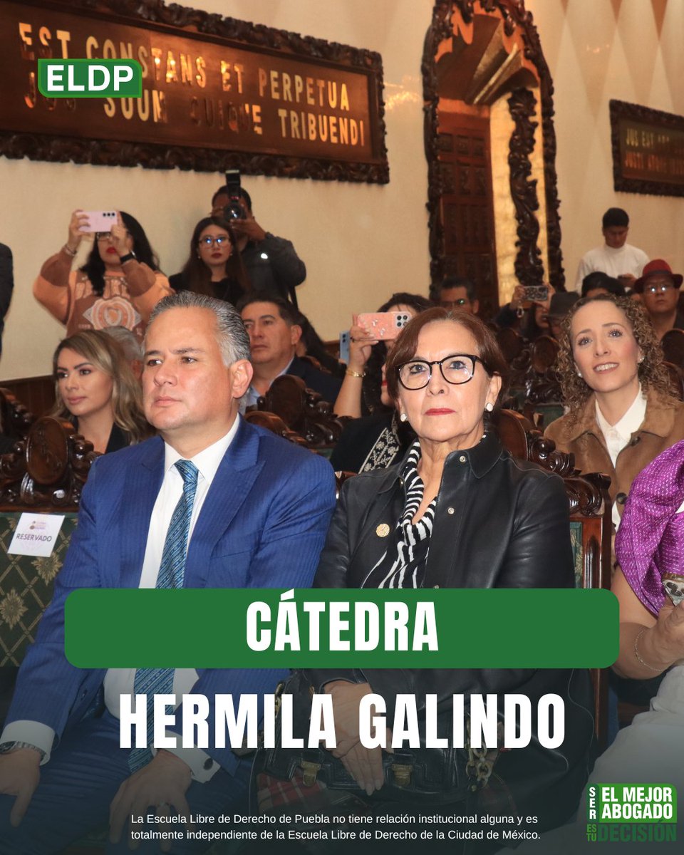 ✨ Hoy, en el Aula Magna de la Escuela Libre de Derecho de Puebla, se llevó a cabo la Cátedra <a href="/CatedraHermila/">Cátedra Hermila Galindo</a> , un espacio de reflexión y empoderamiento femenino que honra la voz, la trayectoria y la fuerza de las mujeres en los espacios de decisión. ⚖️💜