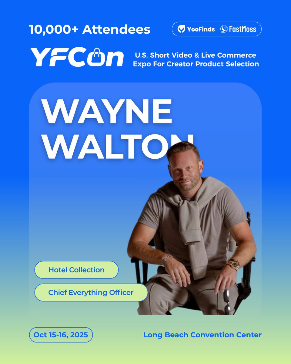 FastMoss's tweet image. Wayne Walton (Hotel Collection)
🚀 Meet Wayne Walton (@waynewalton_) at #YFCon2025! Hear how Hotel Collection scaled DTC with storytelling, luxury content, &amp;amp; community. Oct 15–16 | Long Beach. 👉 see bio!
#HotelCollection #TikTokCommerce