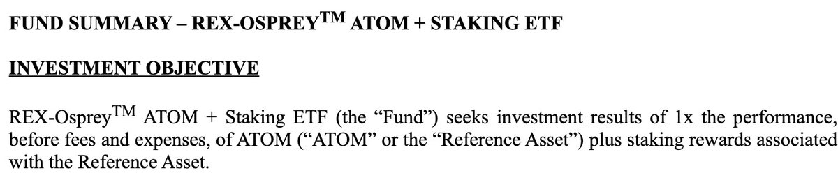 Airdrops_one's tweet image. BREAKING: $ATOM ETF filed by @REXShares  

🔸 REX Advisers submitted a post-effective amendment for a REX-Osprey ATOM + Staking ETF under ETF Opportunities Trust. 
🔸Objective: 1× $ATOM price exposure plus staking rewards, via direct holdings, delegation to validators, and/or…