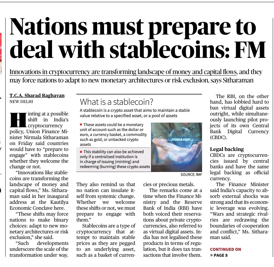 kunalrv's tweet image. Very Important article on Stable coins.

Stable coins are type of crypto currency that attempt to maintain stable prices as they are pegged to  an underlying assets such as basket of currencies or project materials.

Important for Economy 

For both GS 3 and prelims.

#upsc