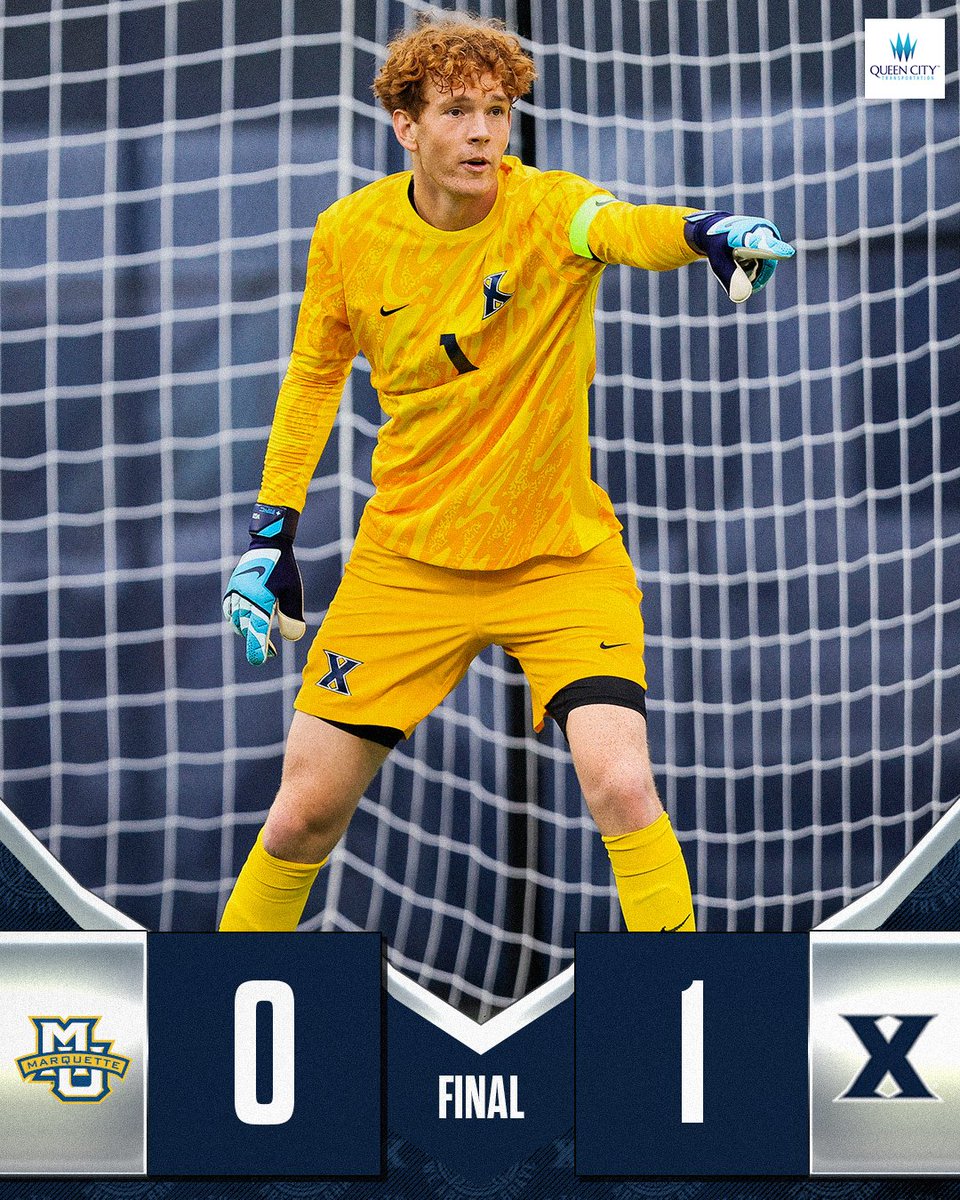 XavierMSOC's tweet photo. Xavier picked up its first conference win of the season on Friday night, defeating Marquette, 1-0, at Valley Fields!

#LetsGoX https://t.co/KI9hqxa6Ha
