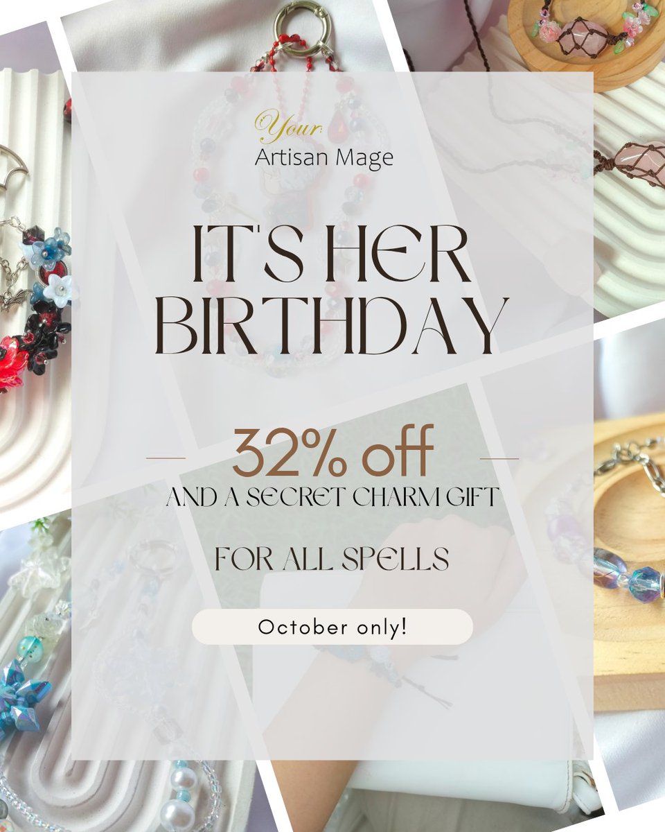 ♥️ &amp; 🔁 are appreciated! 

Dear friends, 

I want to celebrate my 32nd birthday with you all by giving you a special offer in October! 💖

I'm waiting for your little knock on my tiny shop DM to join this simple party! ✨🪄 

#yourartisanmage
