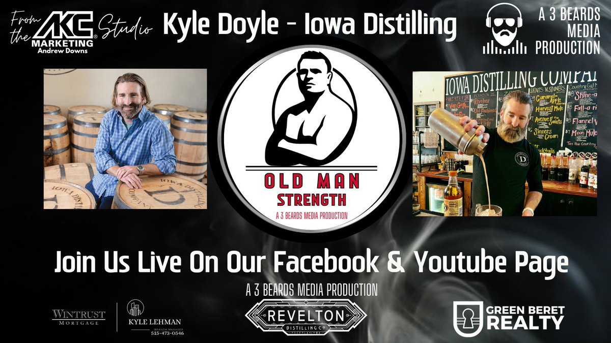 Excited to sit down with Kyle Doyle, owner of <a href="/IowaDistilling/">Iowa Distilling Co.</a> and maker of the Amazing <a href="/WeWillCllective/">WeWillCollective</a> 1858 Vodka on the next <a href="/strength_old/">Old Man Strength</a> Monday evening at 8pm.  Join us live online.