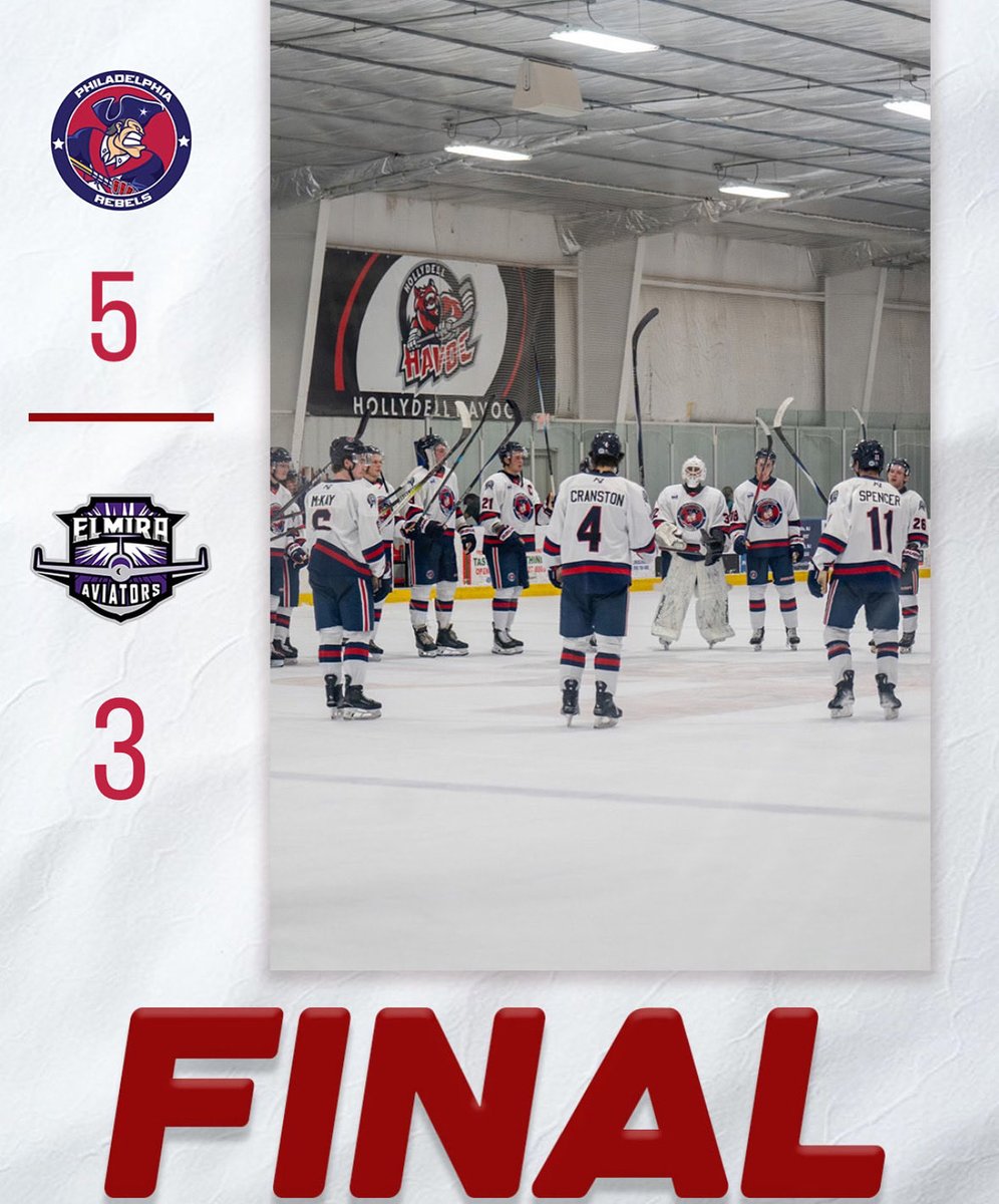 PhillyRebels's tweet photo. REBELS WIN! 🚨 

Frick + Spencer cash in short-handed in the third as we take it 5-3! 🔥 #RebelUp https://t.co/jYbwQEGZW8