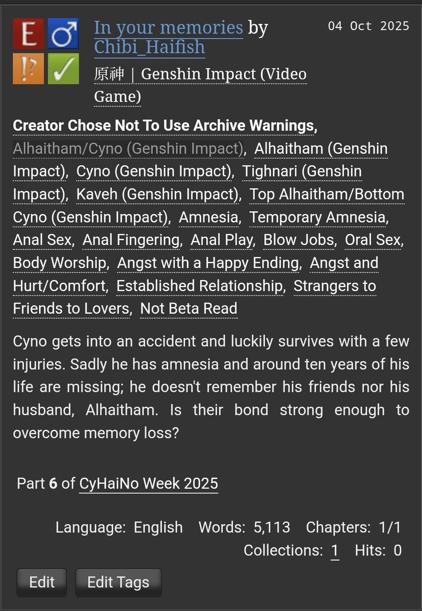 Day 6 finally for #CyhainoWeek2025 
Took a bit longer! Hope it's a good one tho
Also not sure about the tag, so forgive me <a href="/cyhainobang/">Cyhaino Week 2025</a> if I'm mistaken 
Also thank you for this amazing promptlists! I had a lot of fun with it.
#haino #cyno #Alhaitham