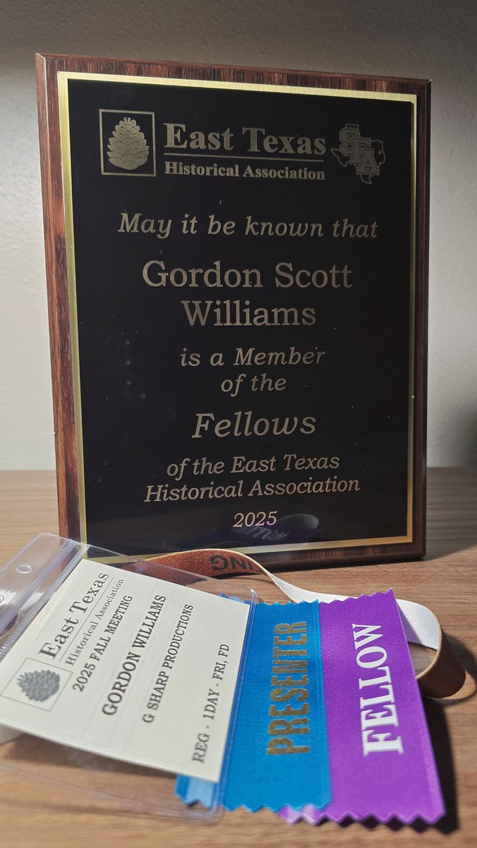 Sincere thanks &amp; greatest appreciation to the East Texas Historical Association for selecting me as a fellow of their organization. I am extremely honored. #historian #documentarian #filmmaker