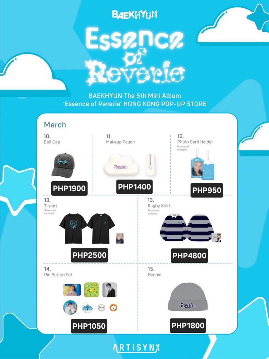 OPEN FOR HONGKONG PASABAY 

Baekhyun Essence of Reverie Pop up in Hongkong
♡ prices in the photo
♡ DOP: Oct 13
♡ Handcarry to PH on Oct 16
♡ MOP: gcash / seabank

CAN SHIP WORLDWIDE!

DM me to pasabay ^^