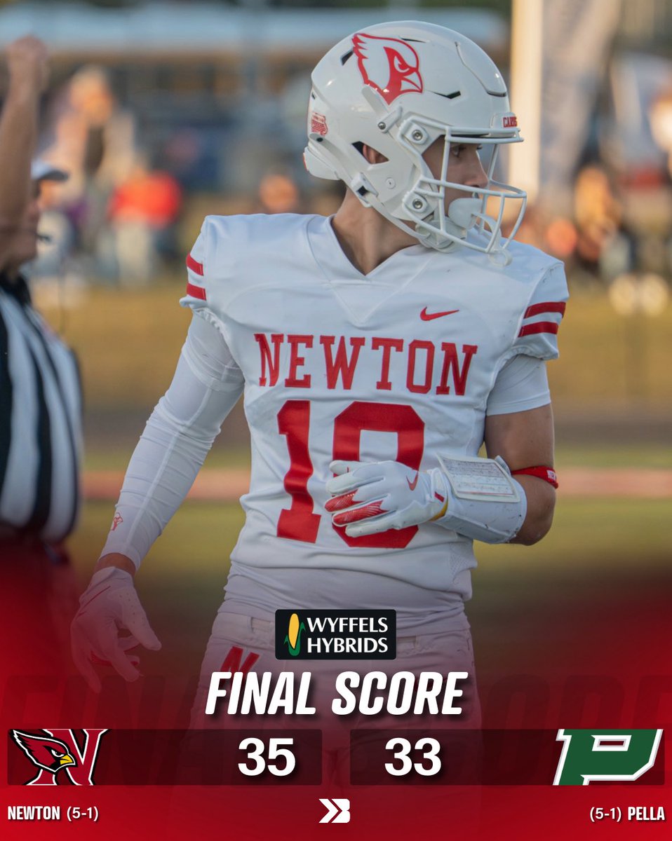 NEWTON DEFEATS PREVIOUSLY UNDEFEATED PELLA ON THE ROAD 😤

WHAT A WIN BY THE CARDINALS.

#iahsfb Davin Bakerink