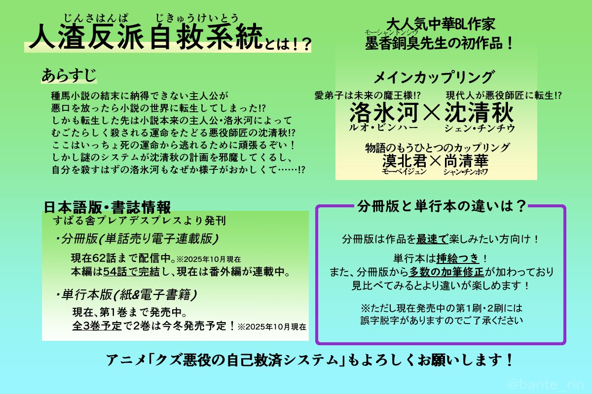 人渣反派自救系統(じんさはんぱ じきゅうけいとう) ―クズ悪役の自己