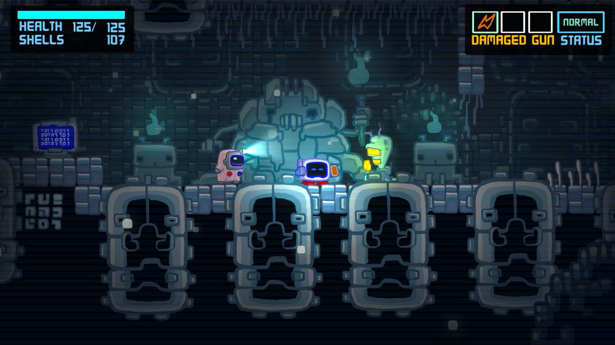 👑 PROMOTION 👑

Twitter : 👉 <a href="/PeterLi82715496/">CrabBug</a>

#platformer #metroidvania Ancient Alien temple... strange statues, flickering lights, and a broken weapon in hand