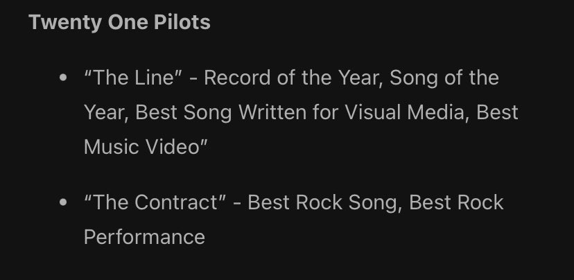 De acordo com o site Showbiz, além de The Line, THE CONTRACT foi submetida ao Grammy 2026 nas categorias:

• BEST ROCK SONG [Melhor música de rock]
• BEST ROCK PERFORMANCE [Melhor performance de rock]

Lembrando que as indicações oficiais serão anunciadas dia 7 de novembro!
