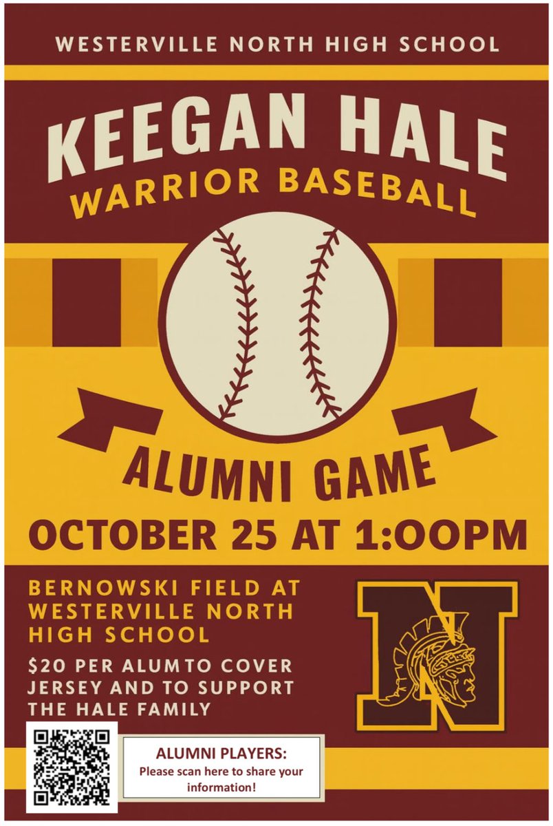 Alumni game is fast approaching!  Get signed up to support the Hale family.  This alumni game was set up a few years ago to recognize and support Keegan Hale.  He is a Warrior Baseball Alum, who just recently lost his battle with ALS.  Once a Warrior, Always a Warrior! #ALLN⚾️