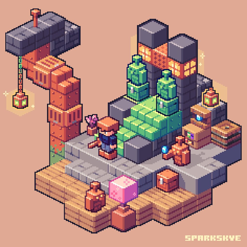if the minecraft copper age update was a 2d isometric pixel art game: