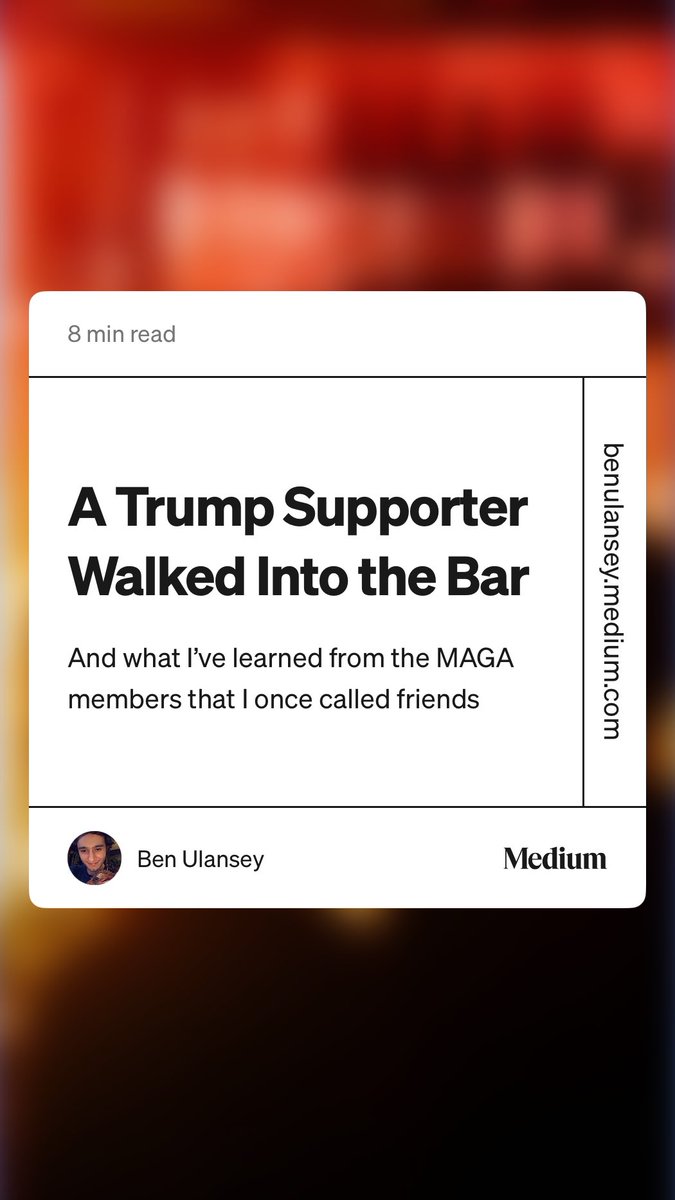NoboNonon's tweet photo. “A Trump Supporter Walked Into the Bar” by Ben Ulansey https://t.co/wtAGCAffzq https://t.co/mWvT9TRZXz