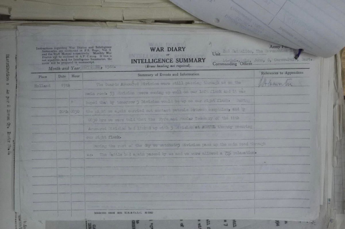 2nd Devonshire regiment soldiers advance into the Netherlands during Operation Market Garden during September 1944. I’ve added the diary pages from 17th to 20th September. Send me a private message if you’d like a complete copy of the 1944 diary for a donation to charity 😎