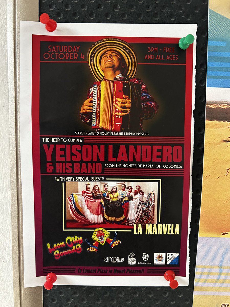 TOMORROW Oct 4! Cumbia on the move with Yeison Landero and La Marvela for a FREE ALL AGES concert in Mount Pleasant at Lamont Plaza! with Leon City Sounds spinning records! Saturday Oct 4 from 3PM-6PM! There will be some assorted vendors and great peeps in attendance! Hope to see