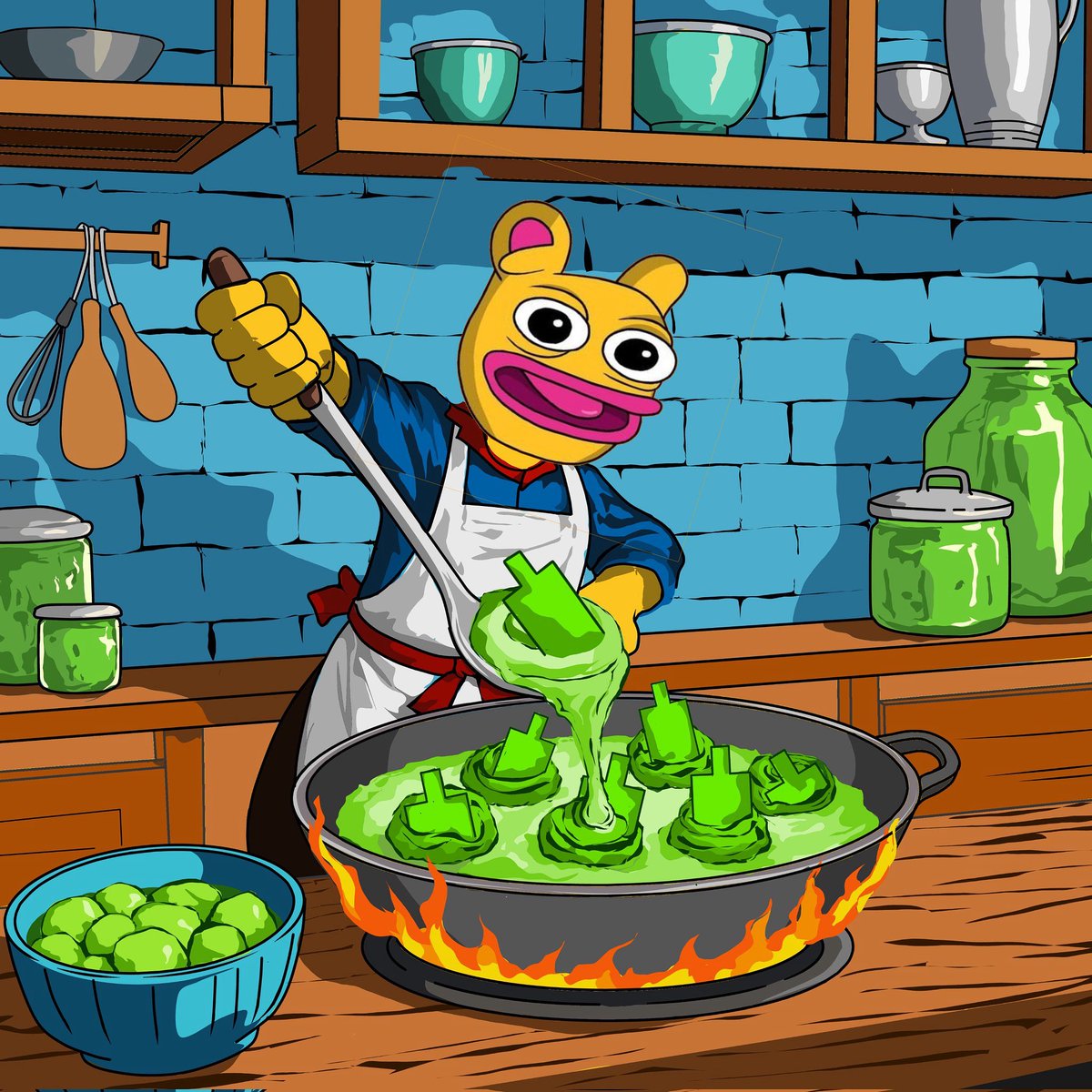 👨‍🍳🍲 Brett2.0 in the kitchen whipping up his secret recipe…
A soup full of steaming green candles 🔥📈

The flavor? Pure bullrun energy. 🐂🚀

#Brett2 #Base #Crypto #Bullrun