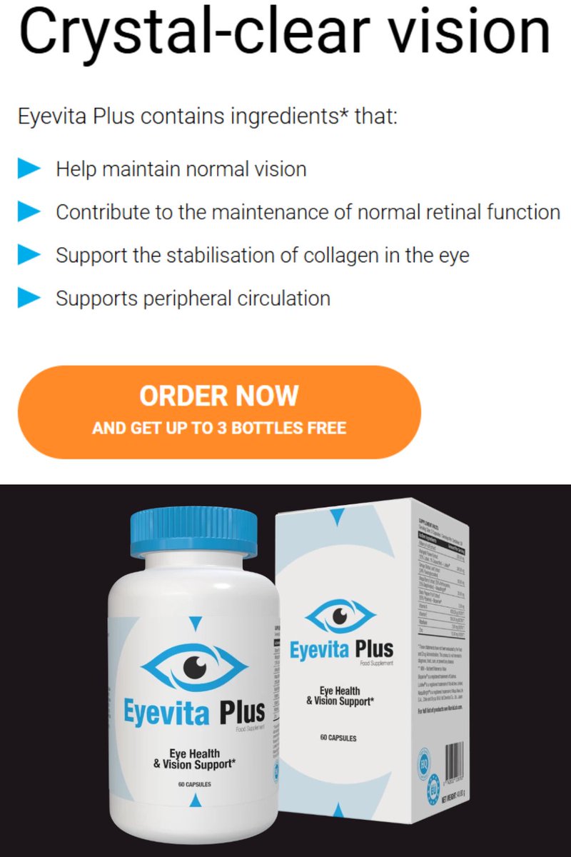xs2charlie's tweet image. Eyevita Plus stabilizes collagen and improves circulation, promoting overall eye health. Feel the difference with improved visual acuity and reduced fatigue.
#CollagenForEyes #EyeCirculation #VisionSupport #EyeVitaPlus #HealthyVision
Order Today:
sites.google.com/view/eyevita--…