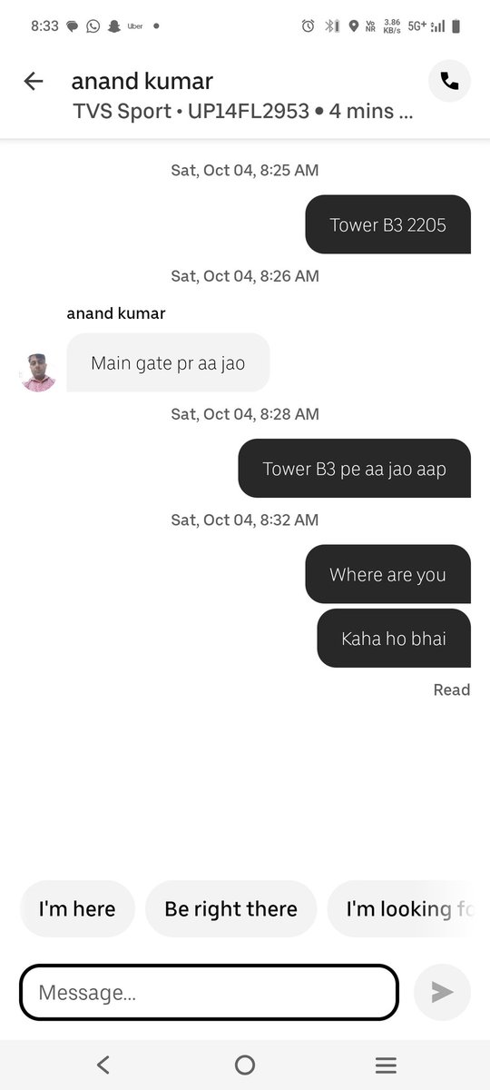 Shaily89's tweet photo. @Uber_India  dear Uber why should I pay a cancellation fee when your driver didn't respond after multiple messages https://t.co/4S5TE9sKpO