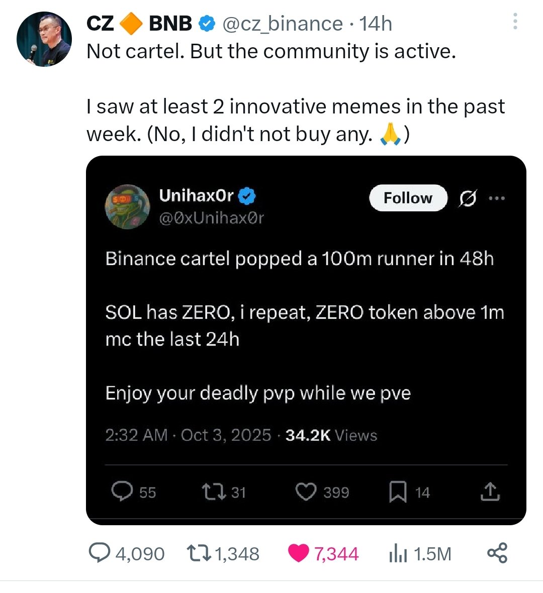 jay_tecs's tweet image. $ZERO — from nothing to something.
CZ said: “No, I didn’t buy any.”
Guess what? That equals $ZERO. 👀🚀