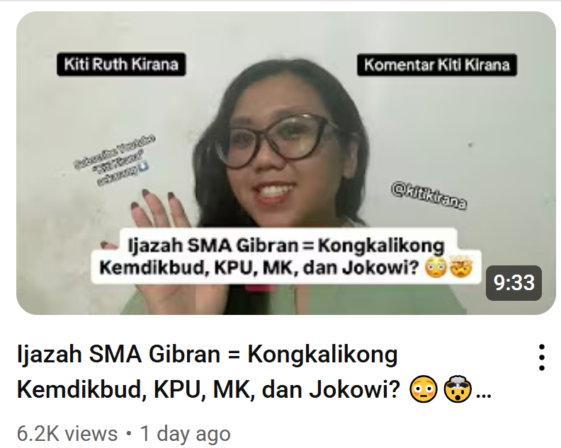 Ijazah SMA Gibran = Kongkalikong Kemdikbud, KPU, MK, dan Jokowi?

youtube.com/watch?v=QBSVFN…