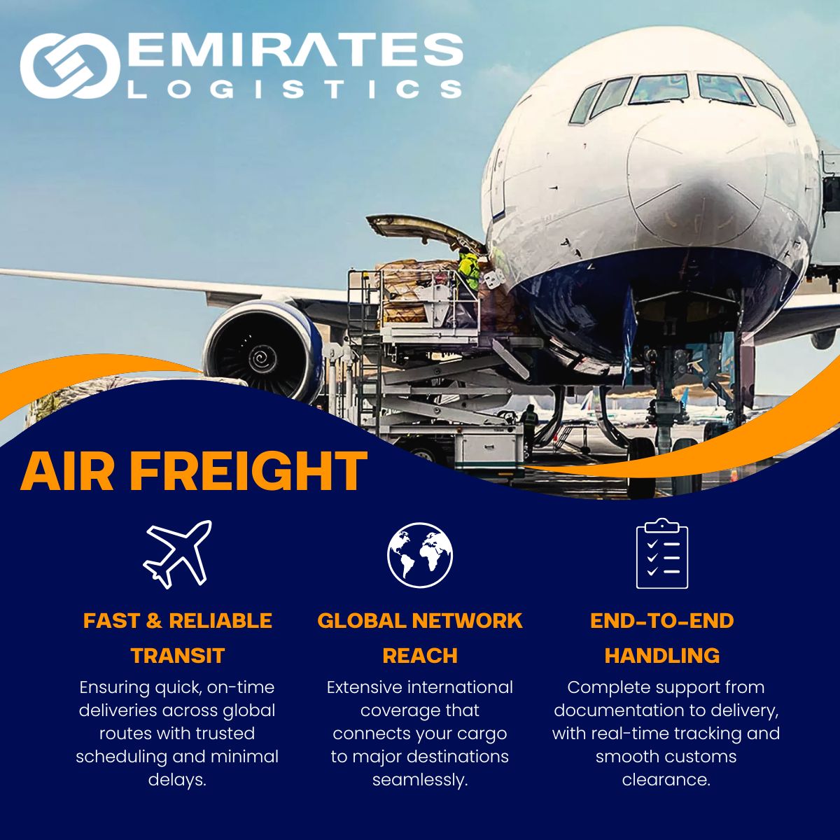 EmiratesLog's tweet photo. Sky’s the limit when logistics is this smooth.
Fast, smart & seamless air freight with Emirates Logistics. 🌍
#AirCargo #LogisticsSimplified #EmiratesLogistics https://t.co/7QNFC8LE1o