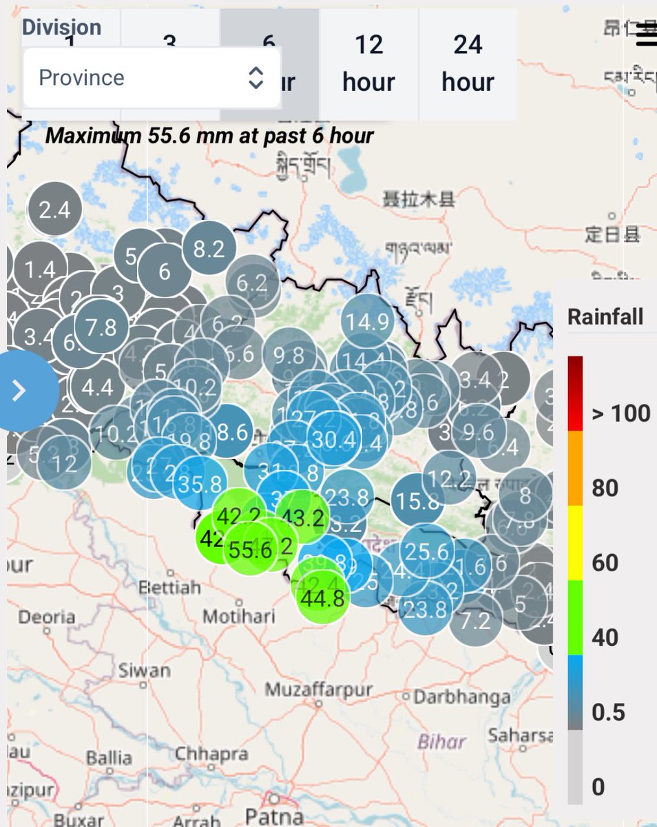 Binod Pokharel (@binodclimate) on Twitter photo #weatheralert Madhesh started feeling first episode of heavy rain but this is just the beginning so more is on the way all day today and tonight. 
#StaySafe 
Total rain from last 6-hr and current cloud 👇🙏 #weatheralert Madhesh started feeling first episode of heavy rain but this is just the beginning so more is on the way all day today and tonight. 
#StaySafe 
Total rain from last 6-hr and current cloud 👇🙏