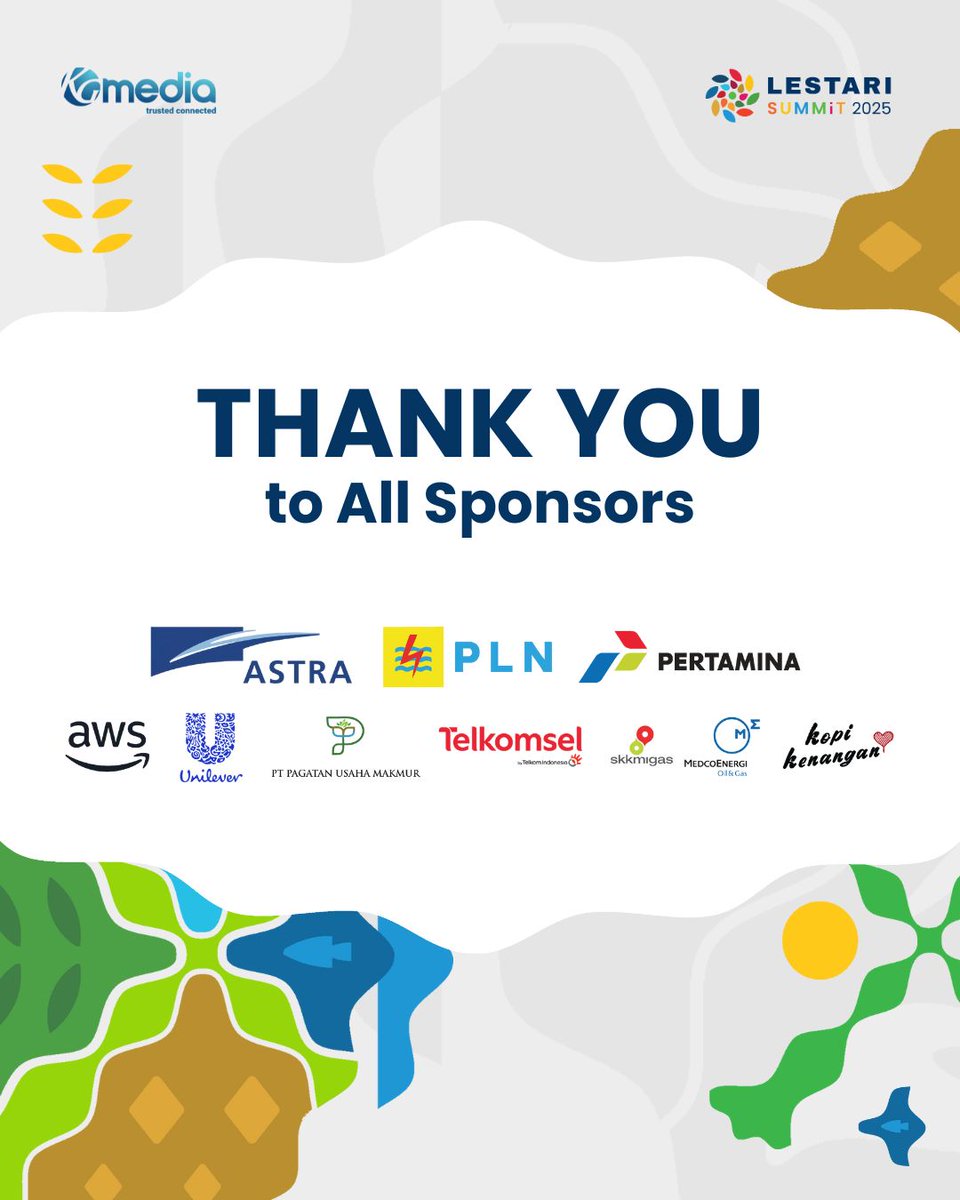 Lestari Summit &amp; Awards 2025 would not have been possible without the incredible support of our sponsors.

Your commitment and contribution play a vital role for a sustainable future. 🌍

Together, we move forward to create lasting impact.✨

#LestariSummit2025 #LestariAwards2025
