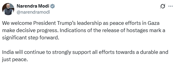 LokmatTimes_ngp's tweet image. #IndiaWelcomesPeaceEfforts - PM Narendra Modi welcomes President Trump&apos;s leadership on Gaza peace efforts, citing progress in hostage release as a significant step towards durable peace. #GazaPeaceTalks #IndiaSupportsPeace #PMModi #DonaldTrump #MiddleEastPeace #GlobalDiplomacy