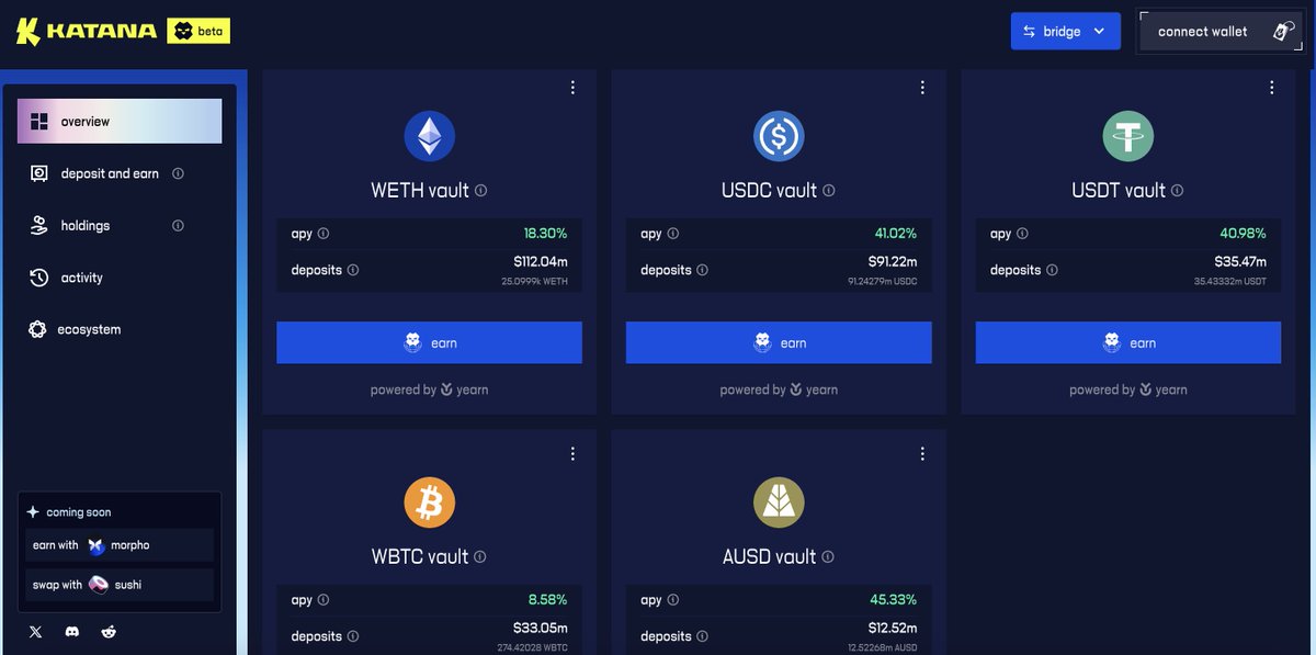 If you could only put your money in ONE of these 4 vaults on <a href="/katana/">katana ⚔️</a> to earn $KAT and grow it...

Which one would you pick and why ?

- WETH Vault
- USDC Vault
- USDT Vault
- WBTC Vault
- AUSD Vault