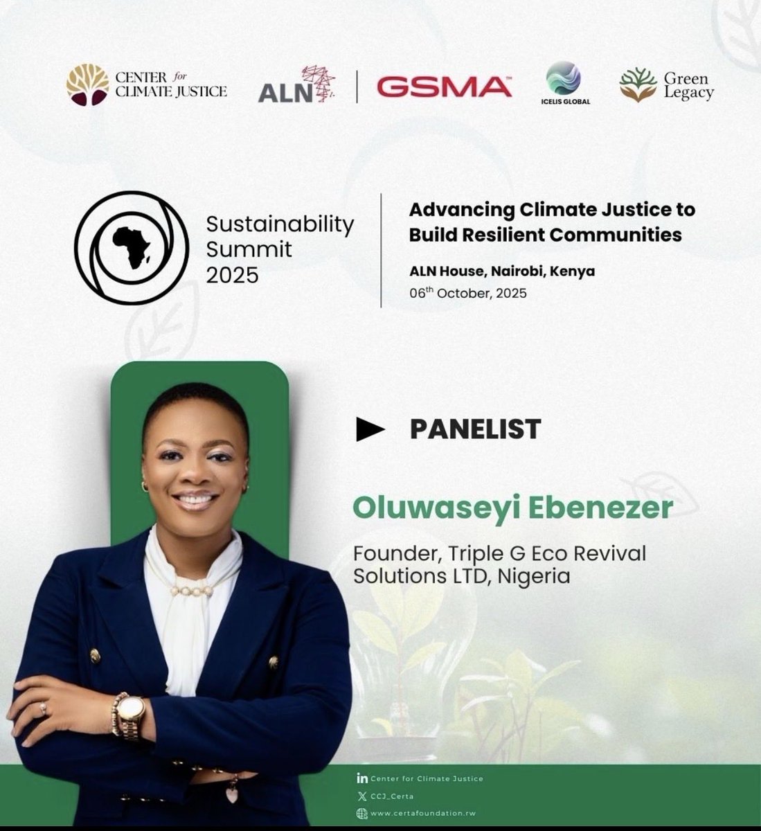 seyiebenezer's tweet image. Excited to be joining #SustainabilitySummit2025 in Nairobi 🇰🇪 on Oct 6 as a Panelist!

Theme: Advancing Climate Justice to Build Resilient Communities 🌍

Through @TripleGEco and @TGEDFoundation, I’ve seen how grassroots voices + policy must align to drive resilience.…