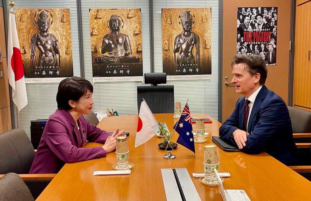 AusAmbJPN's tweet photo. Congratulations to new LDP President Takaichi Sanae. We look forward to continuing economic and security cooperation between 🇦🇺🇯🇵.
@takaichi_sanae https://t.co/Xu3HPRHcQ0